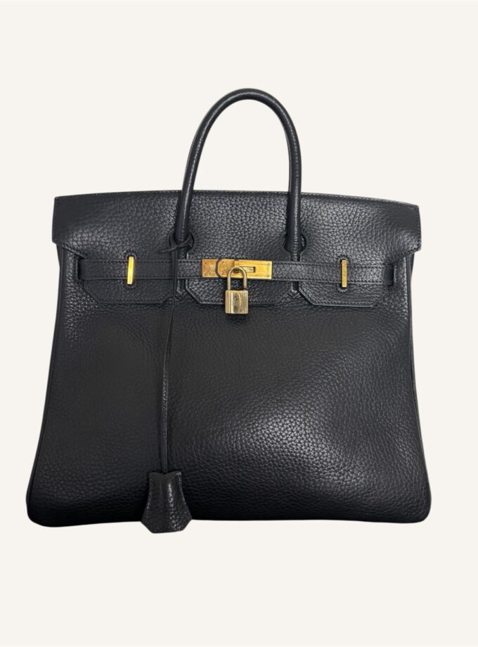 Hermès HAC 32 leather bag Ardennes black gold 1995